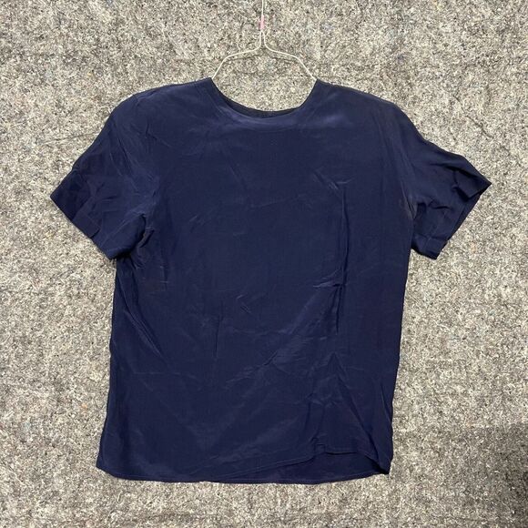 Character Club Blouse Women 8 Blue Short Sleeve Padded Shoulders Shirt - Picture 1 of 10